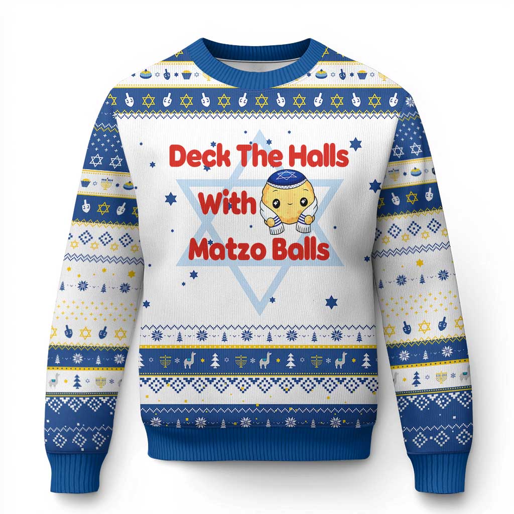 Deck The Halls With Matzo Balls Hanukkah Ugly Sweater Religious Jewish Holiday Gift - Wonder Print Shop