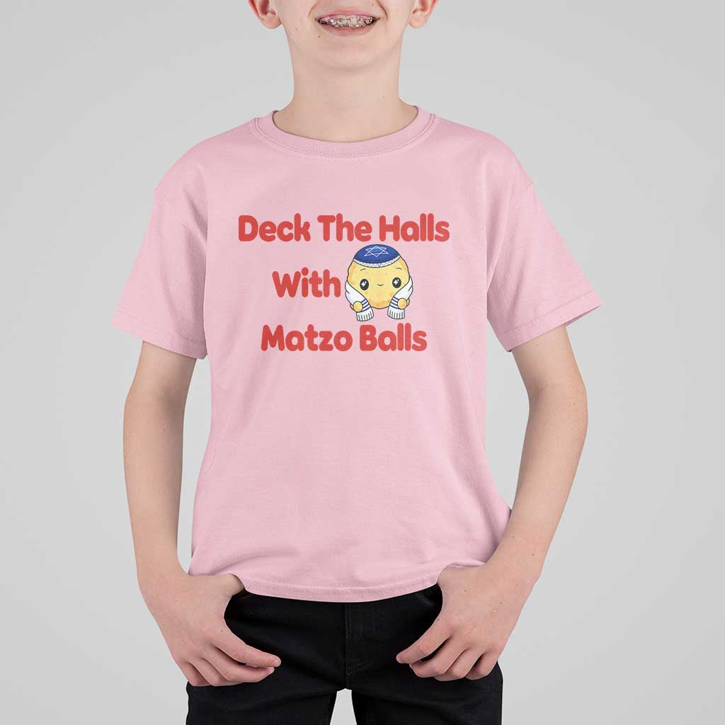 Deck The Halls With Matzo Balls T Shirt For Kid Religious Jewish Holiday Gift - Wonder Print Shop