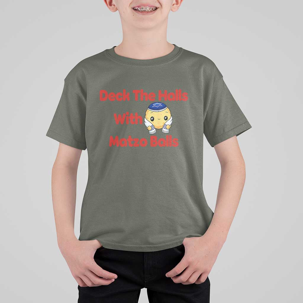 Deck The Halls With Matzo Balls T Shirt For Kid Religious Jewish Holiday Gift - Wonder Print Shop