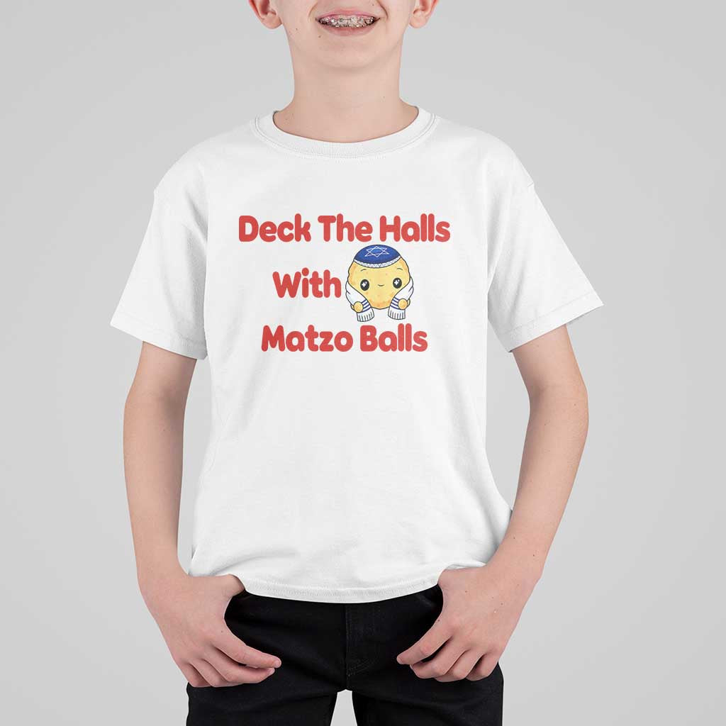 Deck The Halls With Matzo Balls T Shirt For Kid Religious Jewish Holiday Gift - Wonder Print Shop