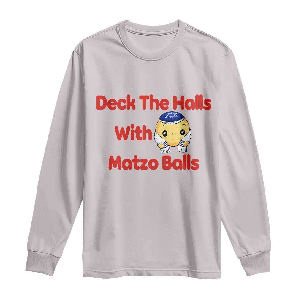 Deck The Halls With Matzo Balls Long Sleeve Shirt Religious Jewish Holiday Gift - Wonder Print Shop