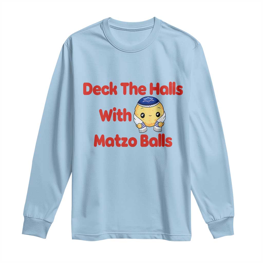 Deck The Halls With Matzo Balls Long Sleeve Shirt Religious Jewish Holiday Gift - Wonder Print Shop