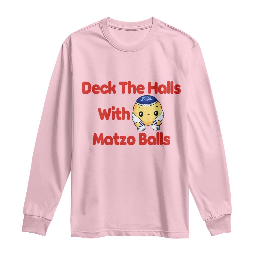 Deck The Halls With Matzo Balls Long Sleeve Shirt Religious Jewish Holiday Gift - Wonder Print Shop