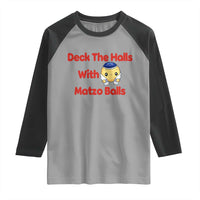 Deck The Halls With Matzo Balls Raglan Shirt Religious Jewish Holiday Gift - Wonder Print Shop