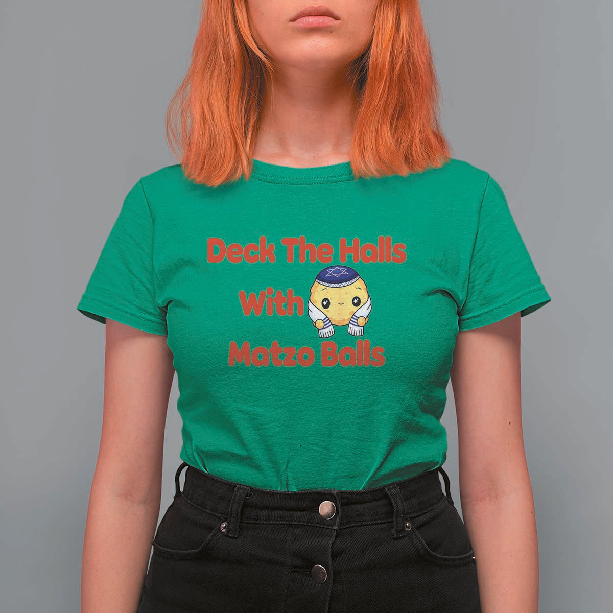 Deck The Halls With Matzo Balls T Shirt For Women Religious Jewish Holiday Gift - Wonder Print Shop