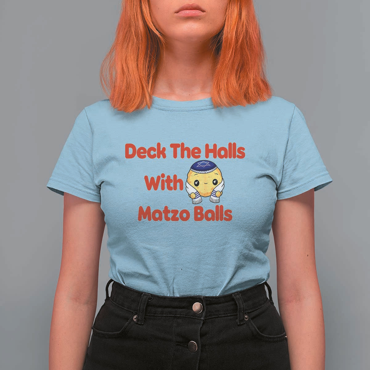 Deck The Halls With Matzo Balls T Shirt For Women Religious Jewish Holiday Gift - Wonder Print Shop