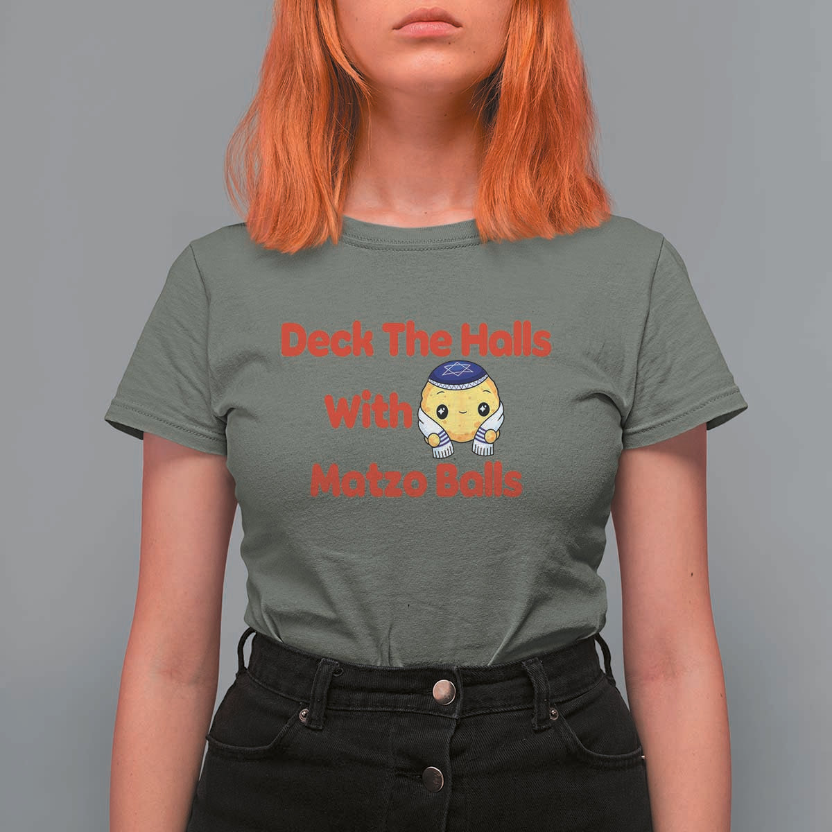 Deck The Halls With Matzo Balls T Shirt For Women Religious Jewish Holiday Gift - Wonder Print Shop