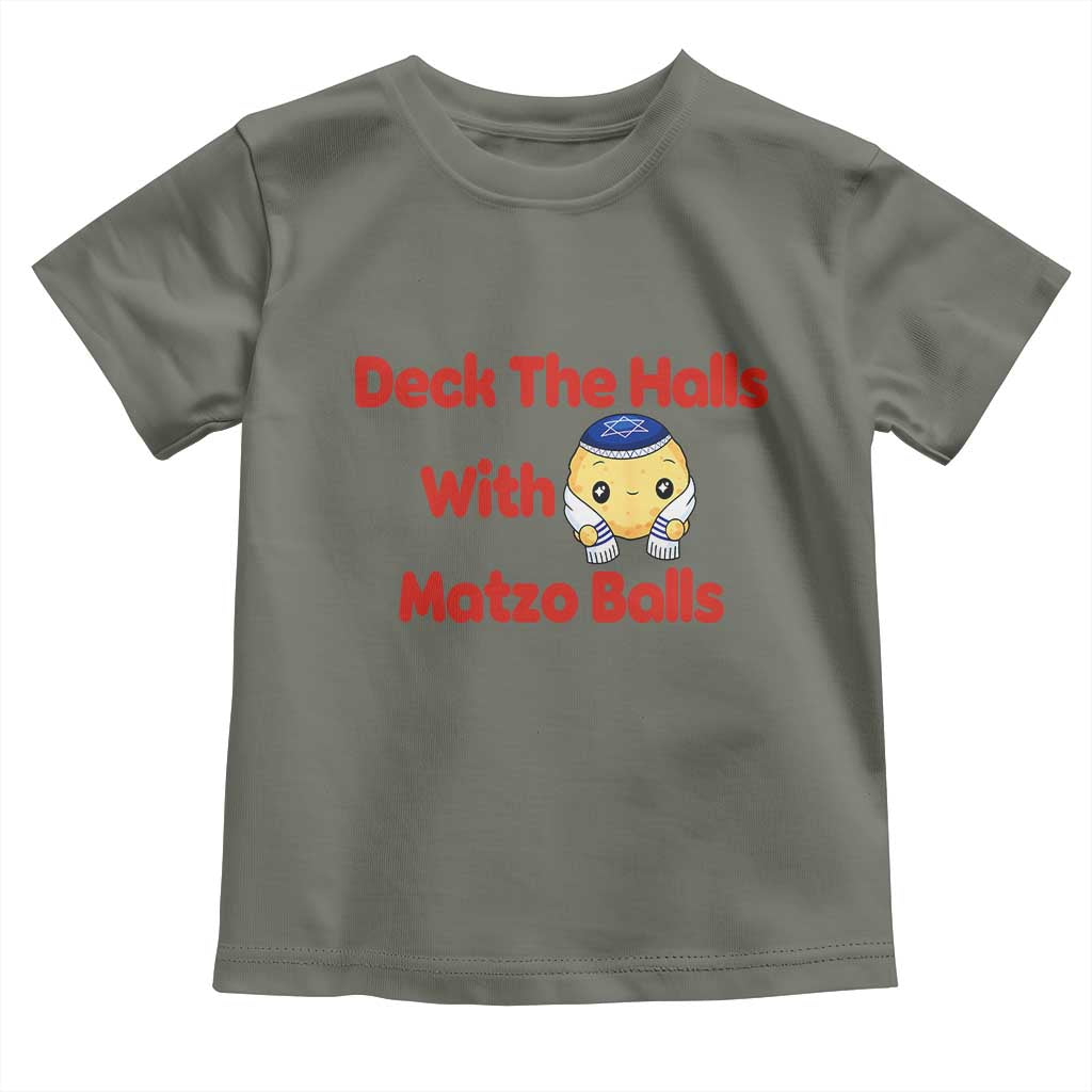 Deck The Halls With Matzo Balls Toddler T Shirt Religious Jewish Holiday Gift - Wonder Print Shop