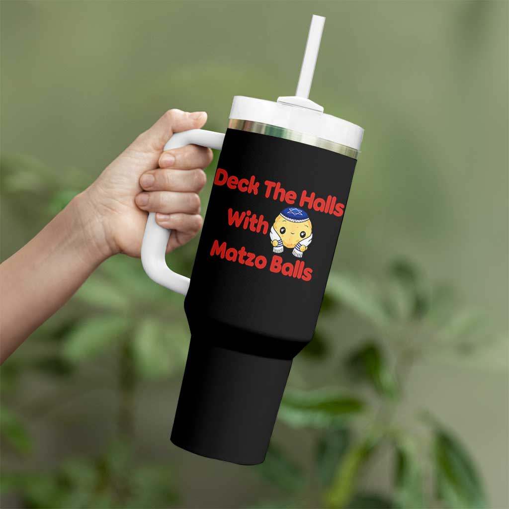 Deck The Halls With Matzo Balls Tumbler With Handle Religious Jewish Holiday Gift - Wonder Print Shop