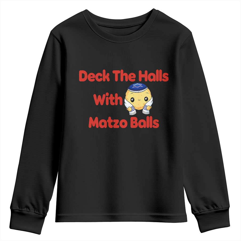 Deck The Halls With Matzo Balls Youth Sweatshirt Religious Jewish Holiday Gift - Wonder Print Shop