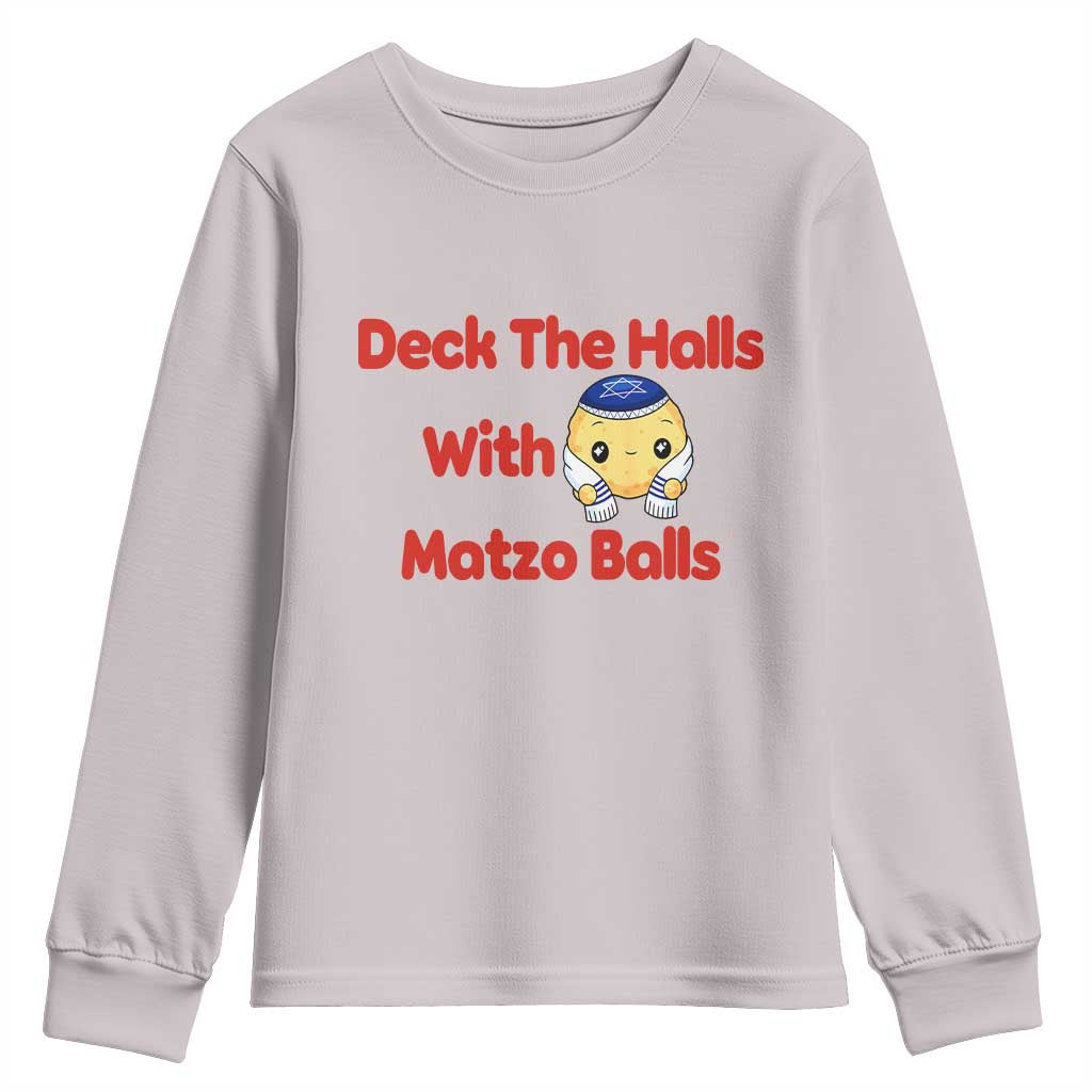 Deck The Halls With Matzo Balls Youth Sweatshirt Religious Jewish Holiday Gift - Wonder Print Shop