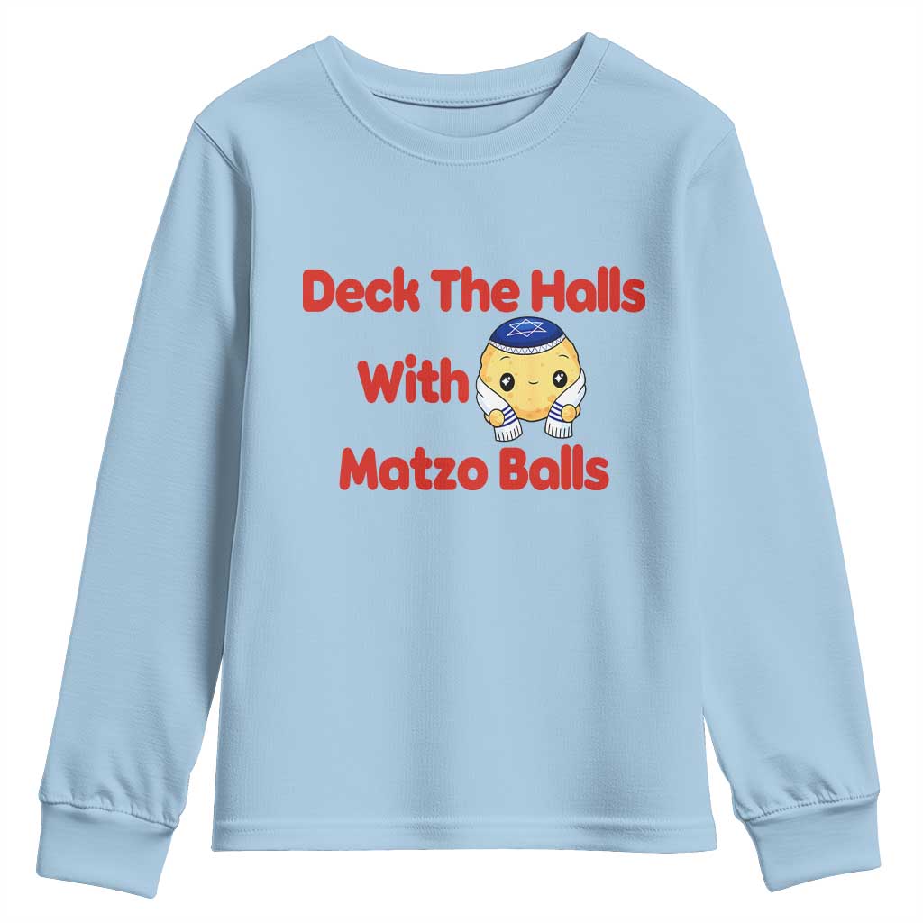Deck The Halls With Matzo Balls Youth Sweatshirt Religious Jewish Holiday Gift - Wonder Print Shop