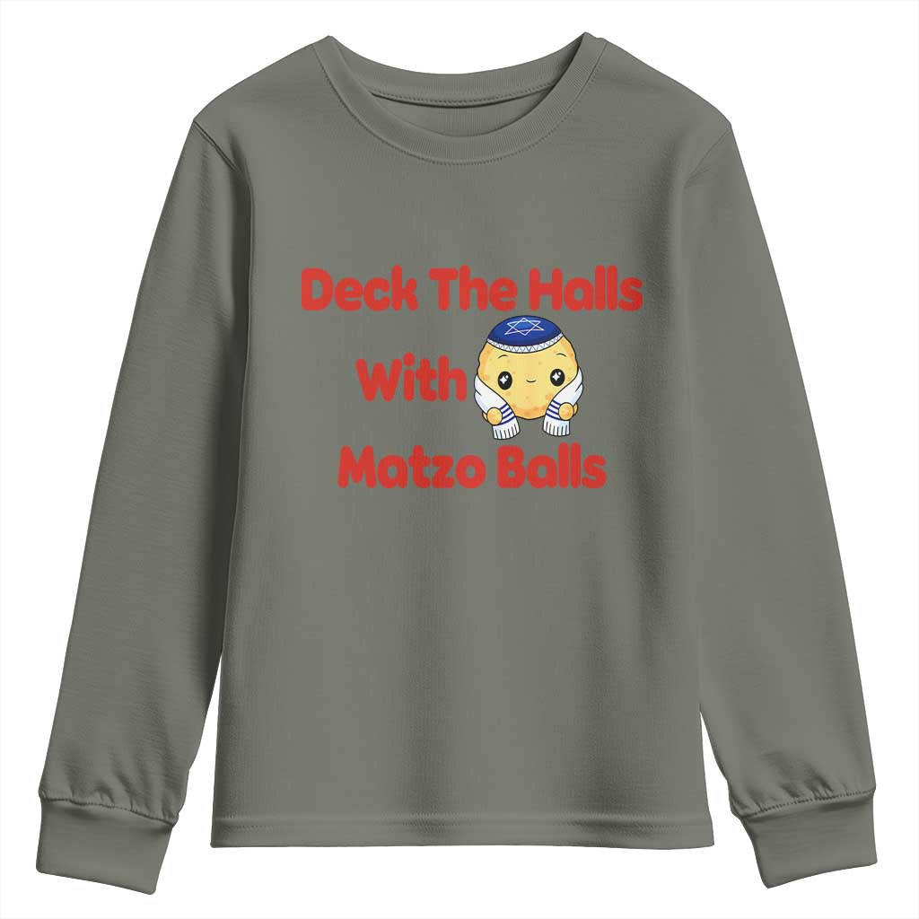 Deck The Halls With Matzo Balls Youth Sweatshirt Religious Jewish Holiday Gift - Wonder Print Shop
