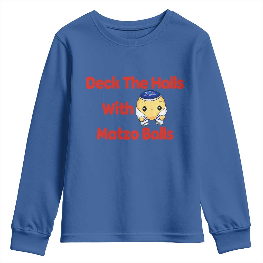 Deck The Halls With Matzo Balls Youth Sweatshirt Religious Jewish Holiday Gift - Wonder Print Shop