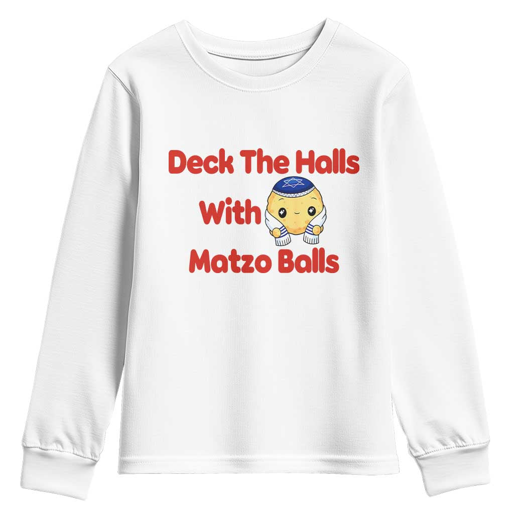 Deck The Halls With Matzo Balls Youth Sweatshirt Religious Jewish Holiday Gift - Wonder Print Shop
