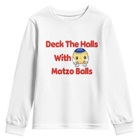 Deck The Halls With Matzo Balls Youth Sweatshirt Religious Jewish Holiday Gift - Wonder Print Shop