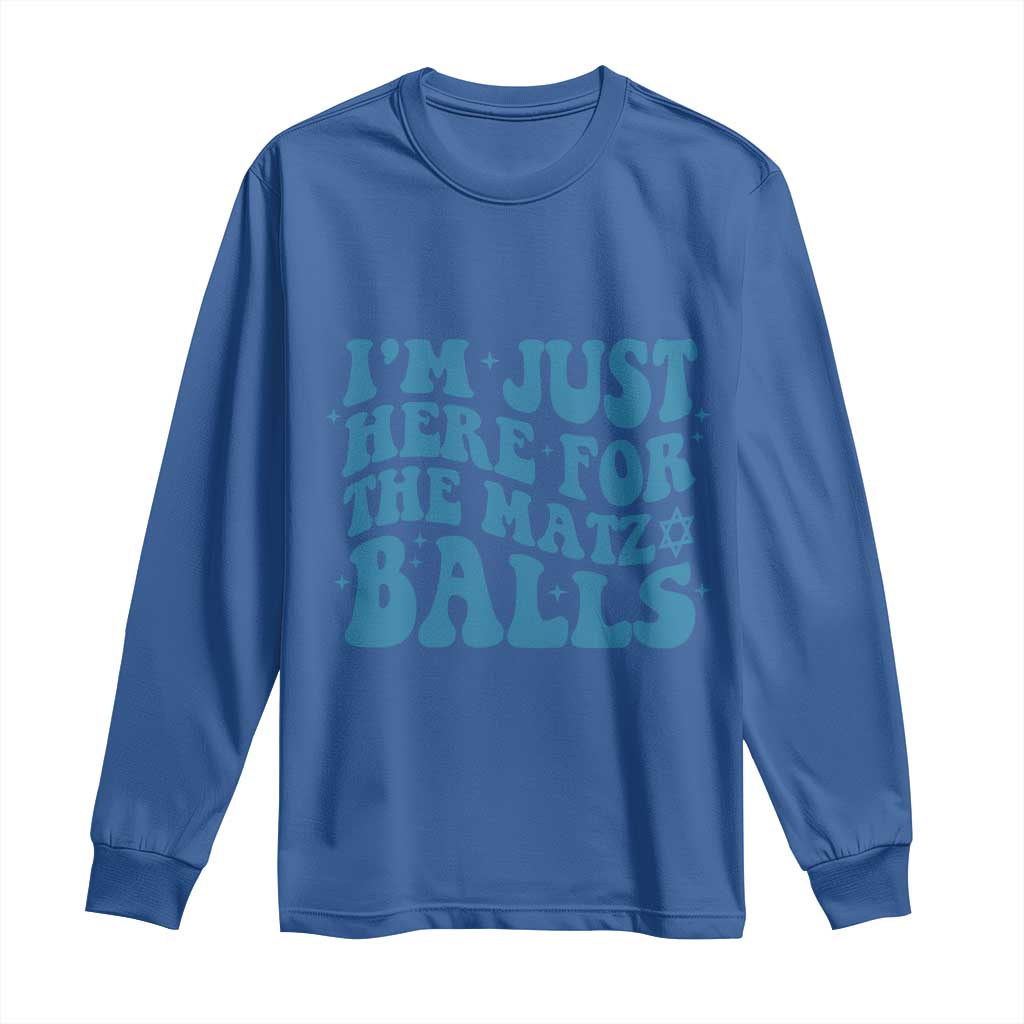 Funny Hanukkah Long Sleeve Shirt Im Just Here For The Matzo Balls Jewish Gift - Wonder Print Shop