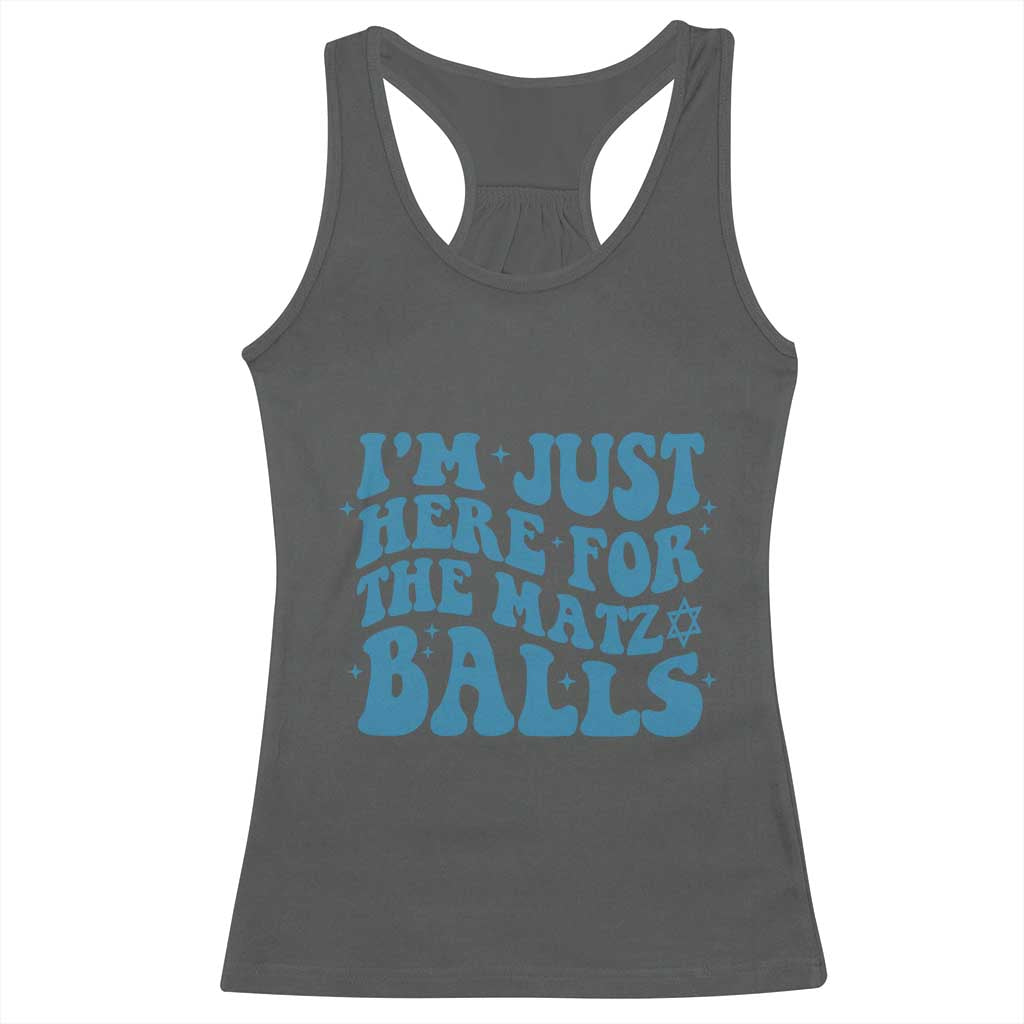 Funny Hanukkah Racerback Tank Top Im Just Here For The Matzo Balls Jewish Gift - Wonder Print Shop