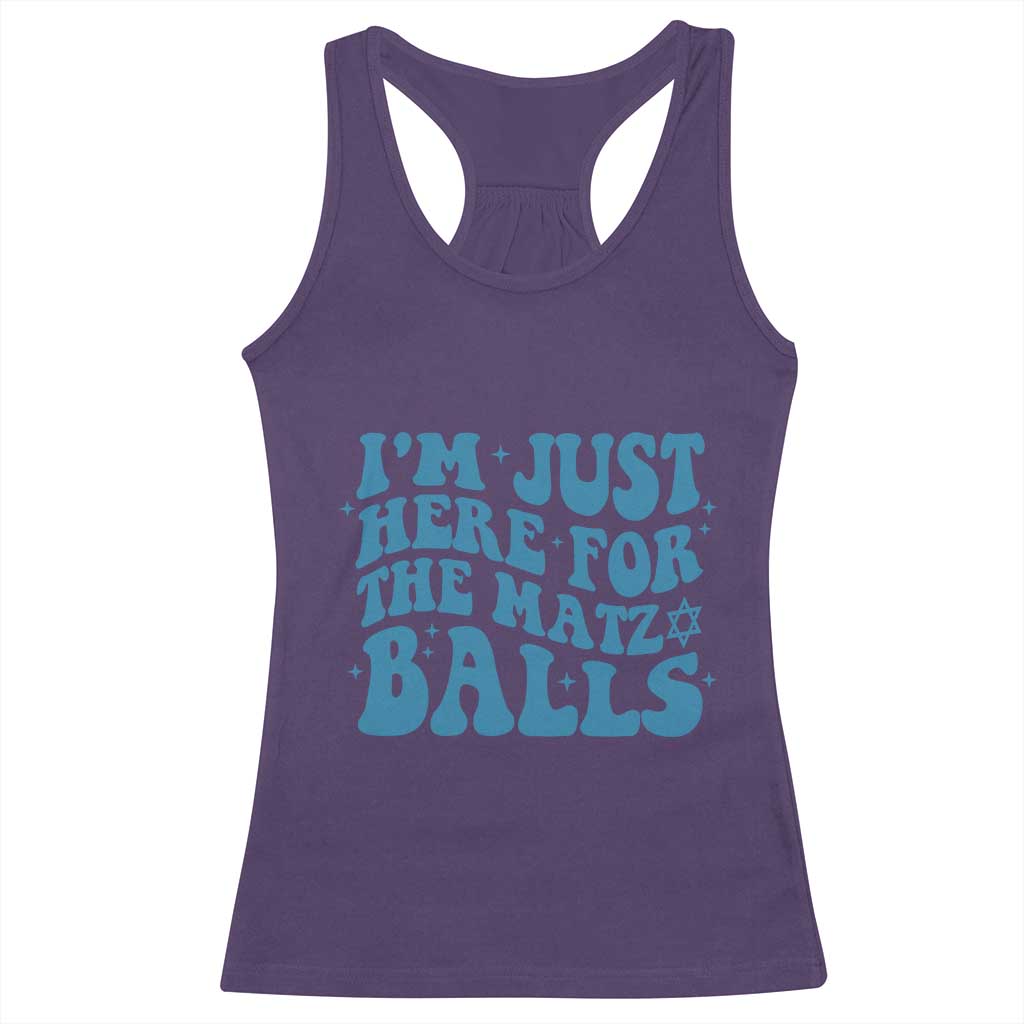Funny Hanukkah Racerback Tank Top Im Just Here For The Matzo Balls Jewish Gift - Wonder Print Shop