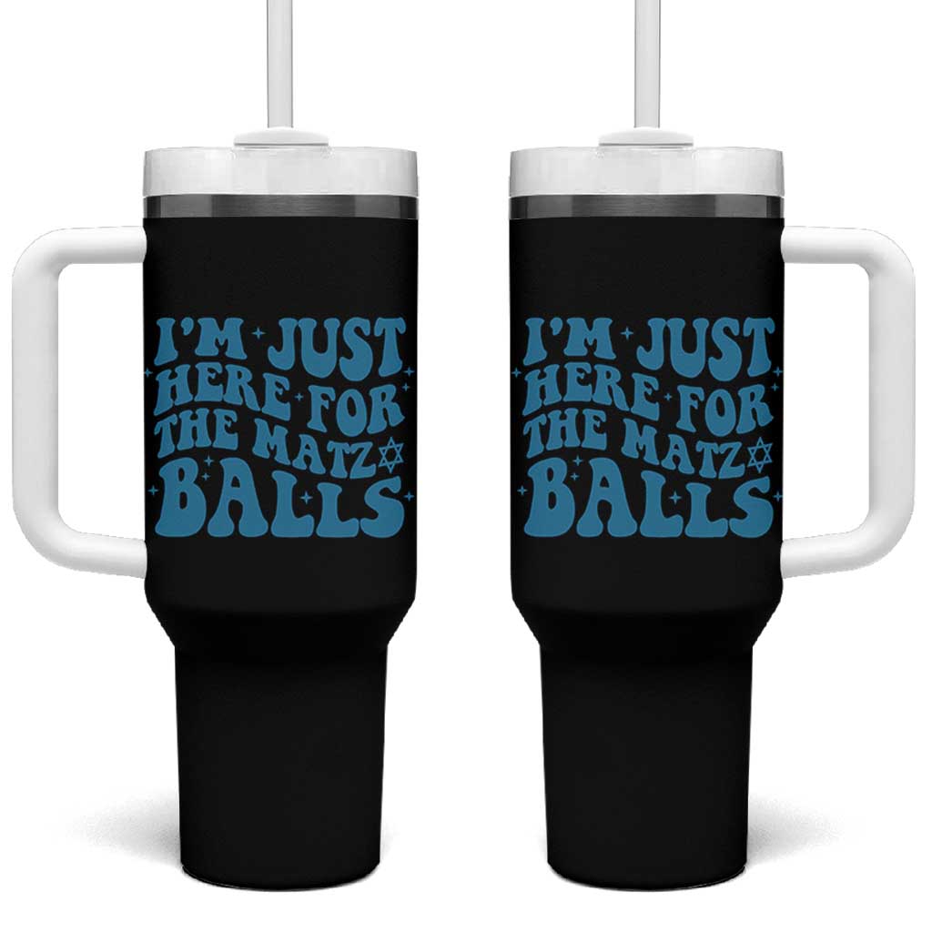 Funny Hanukkah Tumbler With Handle Im Just Here For The Matzo Balls Jewish Gift - Wonder Print Shop