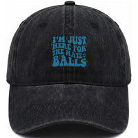 Funny Hanukkah Washed Cotton Baseball Cap Im Just Here For The Matzo Balls Jewish Gift