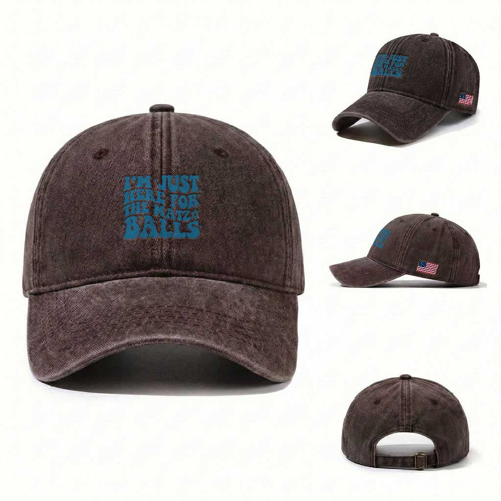 Funny Hanukkah Washed Cotton Baseball Cap Im Just Here For The Matzo Balls Jewish Gift