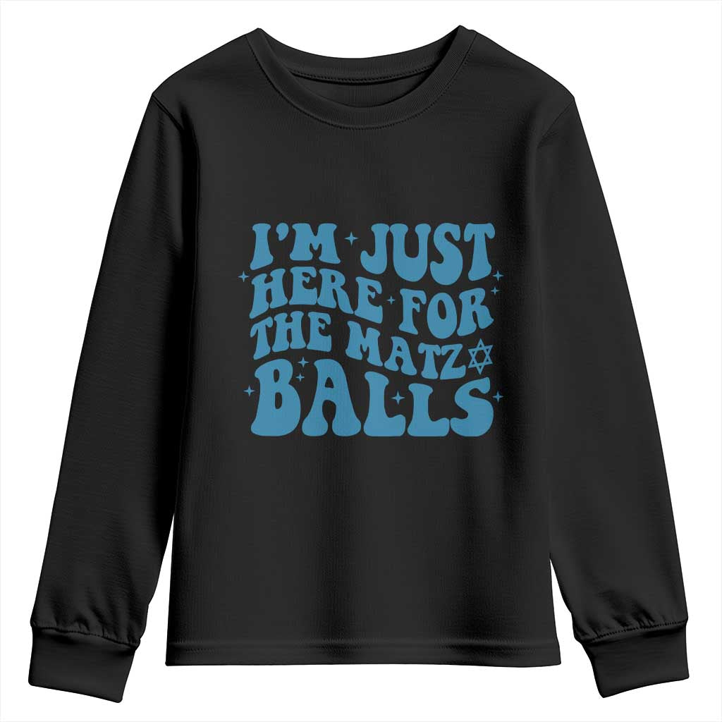 Funny Hanukkah Youth Sweatshirt Im Just Here For The Matzo Balls Jewish Gift - Wonder Print Shop