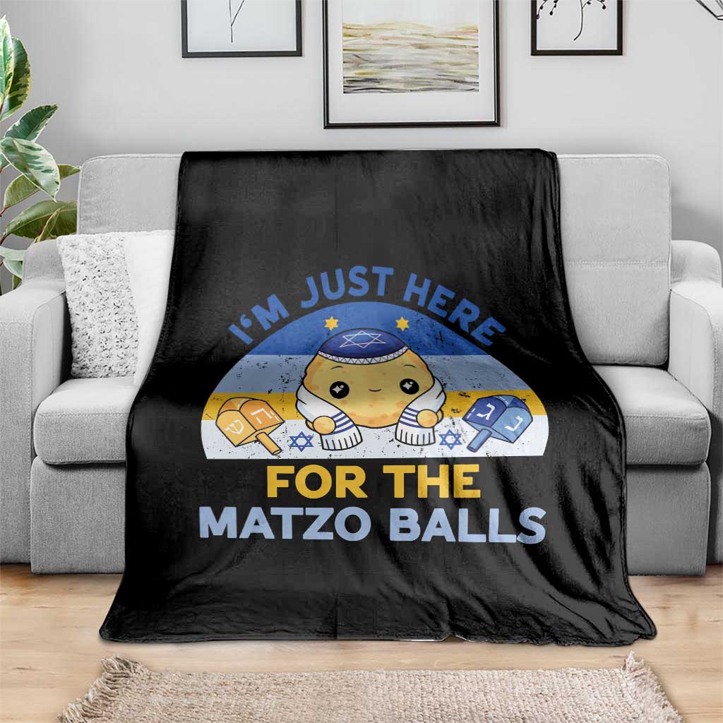 Im Just Here For The Matzo Balls Throw Blanket Funny Jewish Holiday Gift - Wonder Print Shop