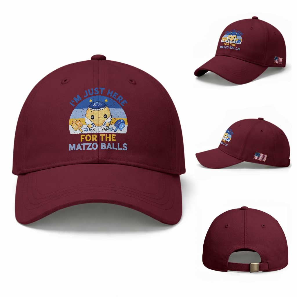 Im Just Here For The Matzo Balls Baseball Cap Funny Jewish Holiday Gift