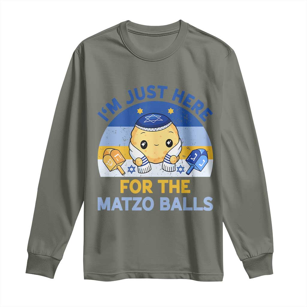 Im Just Here For The Matzo Balls Long Sleeve Shirt Funny Jewish Holiday Gift - Wonder Print Shop