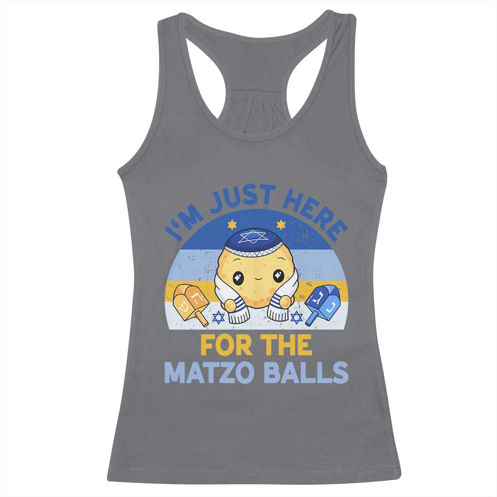 Im Just Here For The Matzo Balls Racerback Tank Top Funny Jewish Holiday Gift - Wonder Print Shop