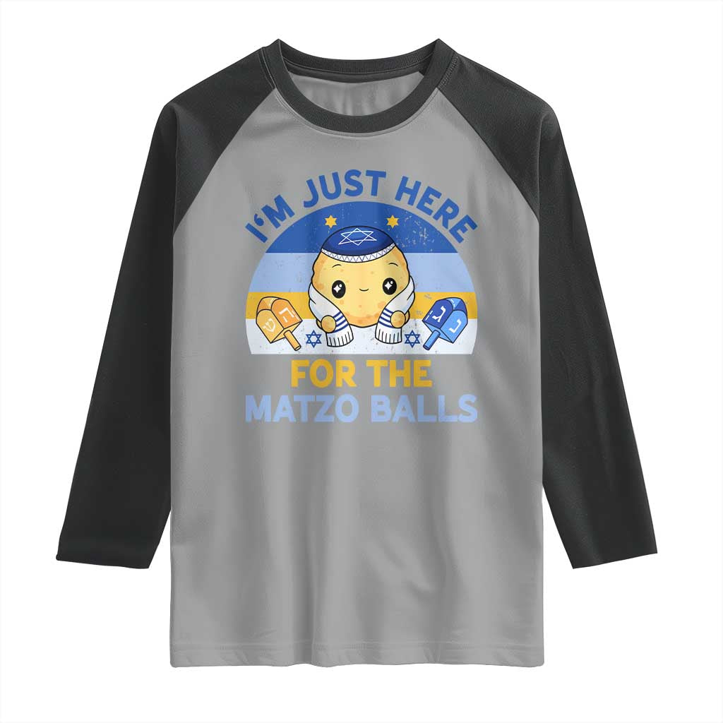 Im Just Here For The Matzo Balls Raglan Shirt Funny Jewish Holiday Gift - Wonder Print Shop