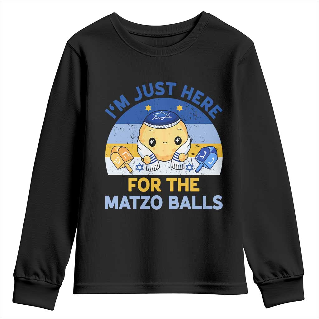 Im Just Here For The Matzo Balls Youth Sweatshirt Funny Jewish Holiday Gift - Wonder Print Shop