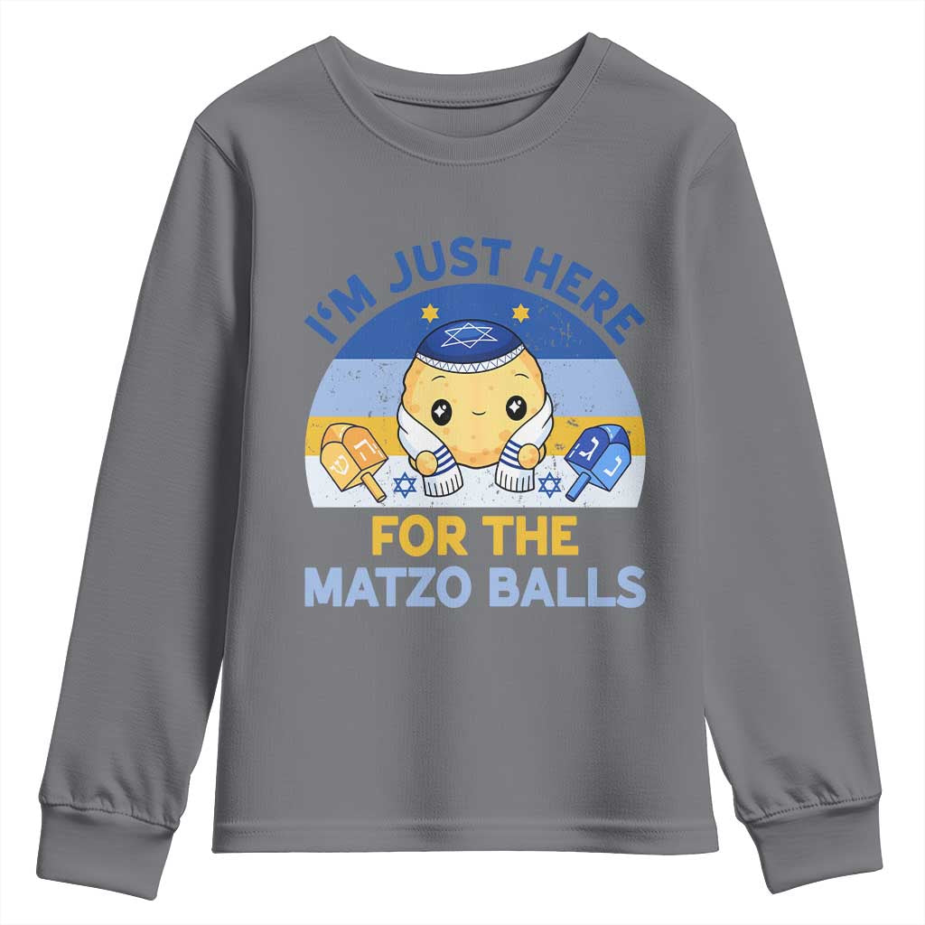 Im Just Here For The Matzo Balls Youth Sweatshirt Funny Jewish Holiday Gift - Wonder Print Shop