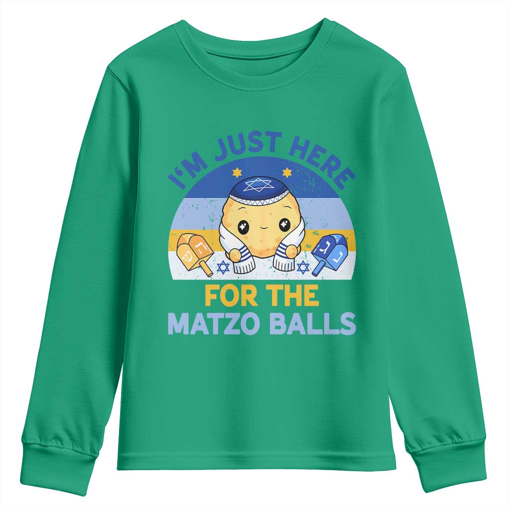 Im Just Here For The Matzo Balls Youth Sweatshirt Funny Jewish Holiday Gift - Wonder Print Shop