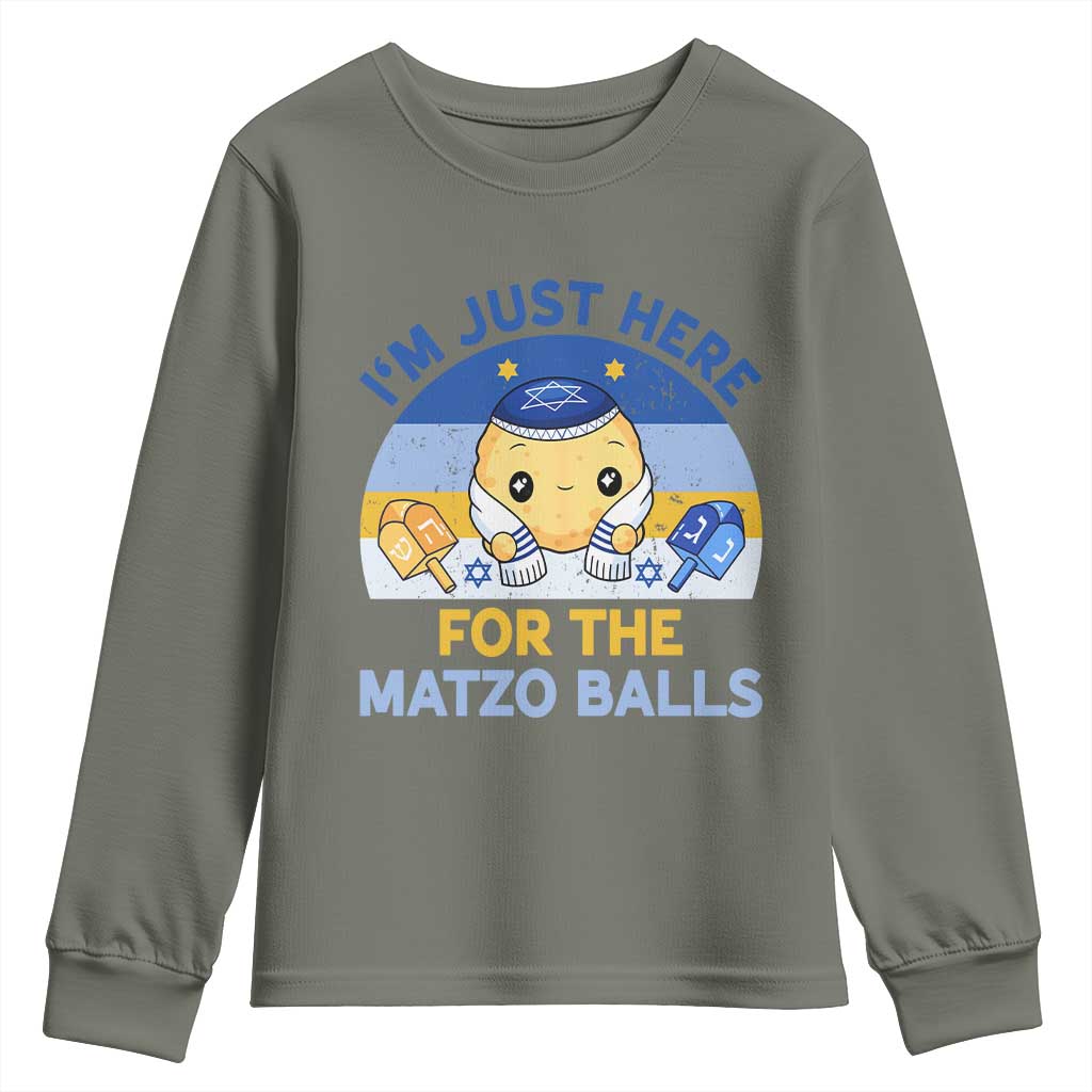 Im Just Here For The Matzo Balls Youth Sweatshirt Funny Jewish Holiday Gift - Wonder Print Shop