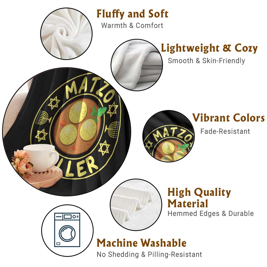 Funny Hanukkah Food Lover Gift Throw Blanket Matzo Baller - Wonder Print Shop