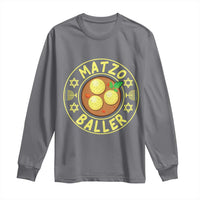 Funny Hanukkah Food Lover Gift Long Sleeve Shirt Matzo Baller - Wonder Print Shop