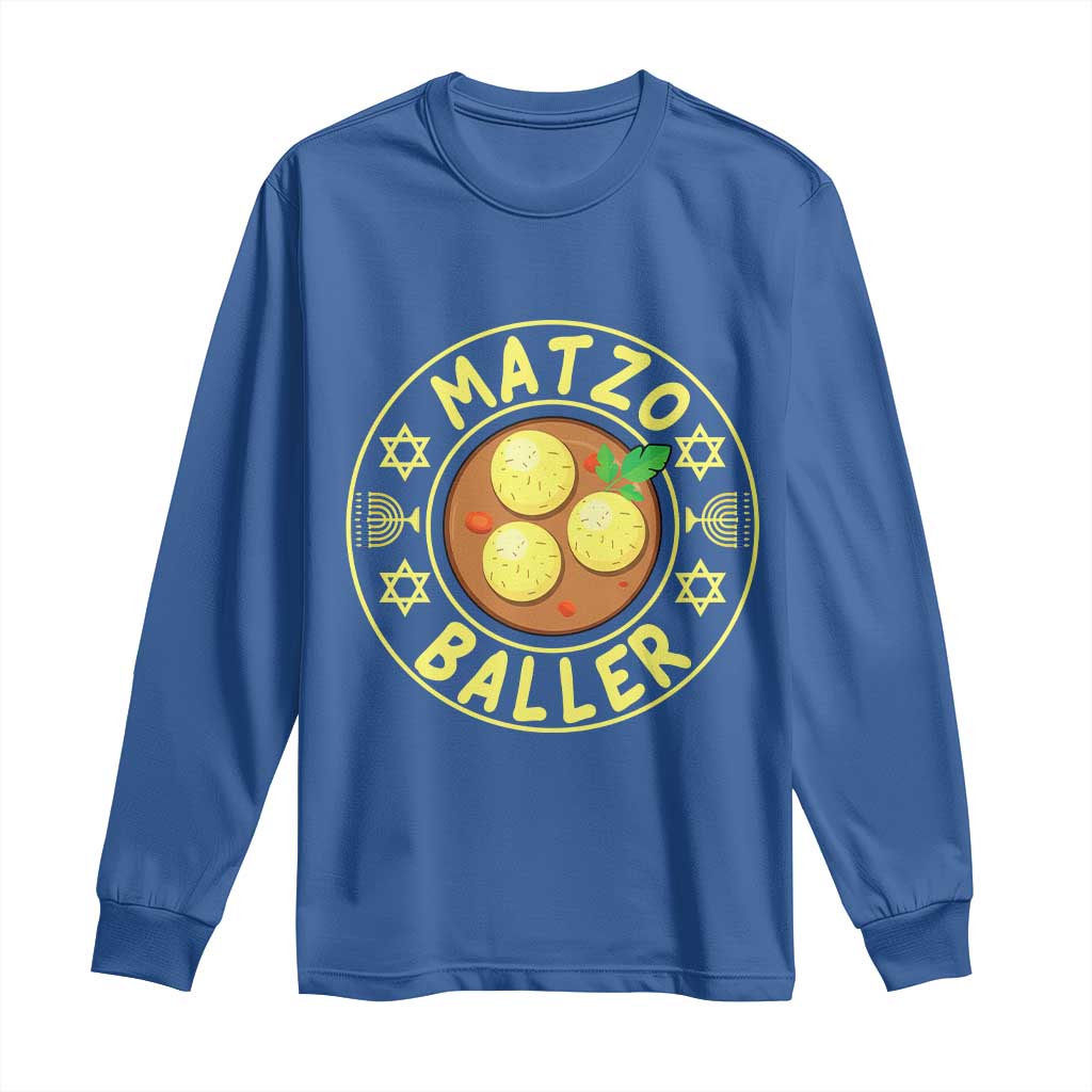 Funny Hanukkah Food Lover Gift Long Sleeve Shirt Matzo Baller - Wonder Print Shop