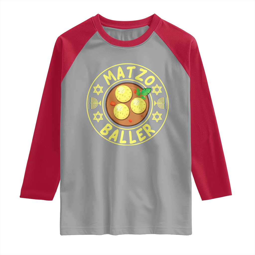 Funny Hanukkah Food Lover Gift Raglan Shirt Matzo Baller - Wonder Print Shop