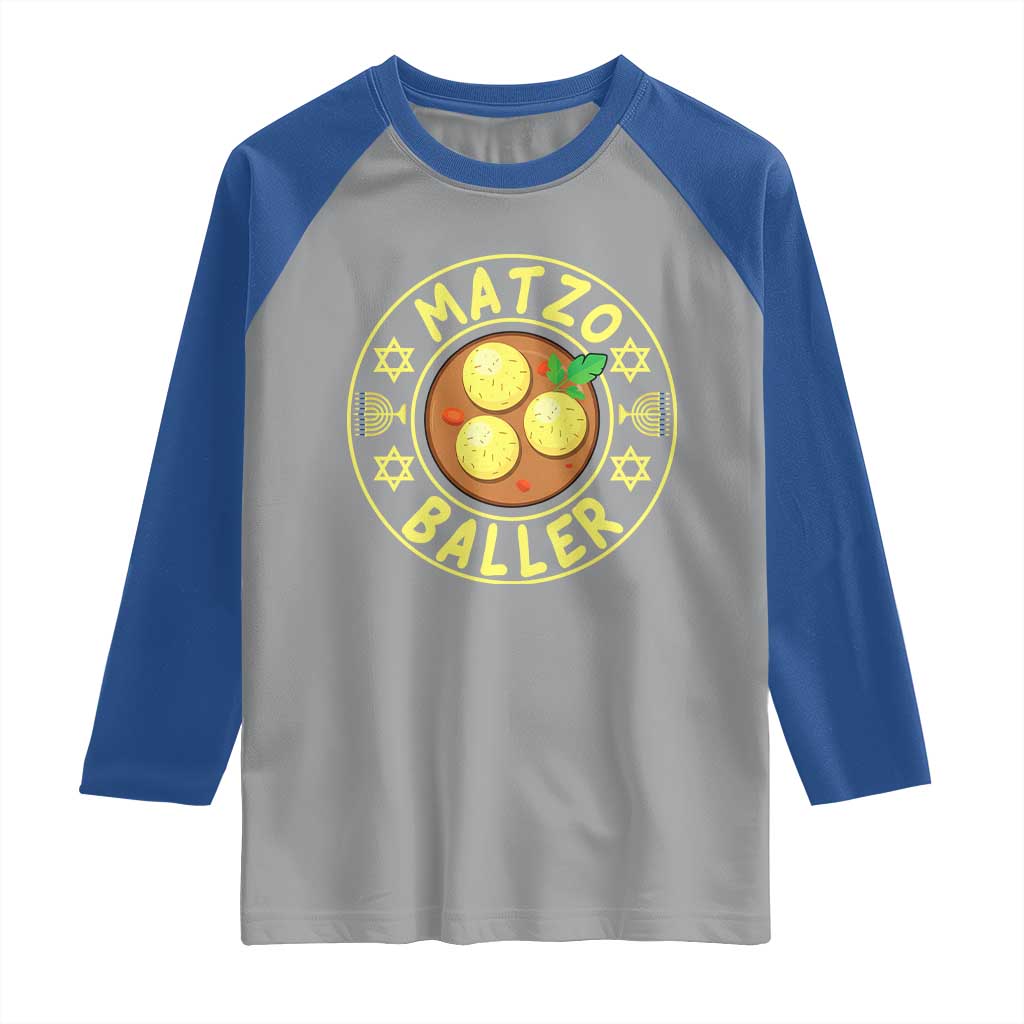 Funny Hanukkah Food Lover Gift Raglan Shirt Matzo Baller - Wonder Print Shop