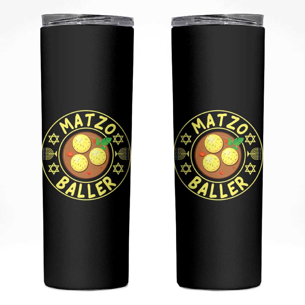 Funny Hanukkah Food Lover Gift Skinny Tumbler Matzo Baller - Wonder Print Shop