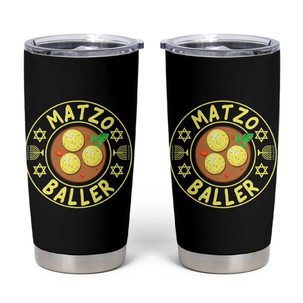 Funny Hanukkah Food Lover Gift Tumbler Cup Matzo Baller - Wonder Print Shop