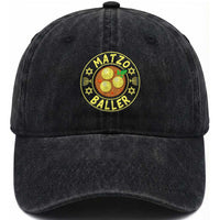 Funny Hanukkah Food Lover Gift Washed Cotton Baseball Cap Matzo Baller
