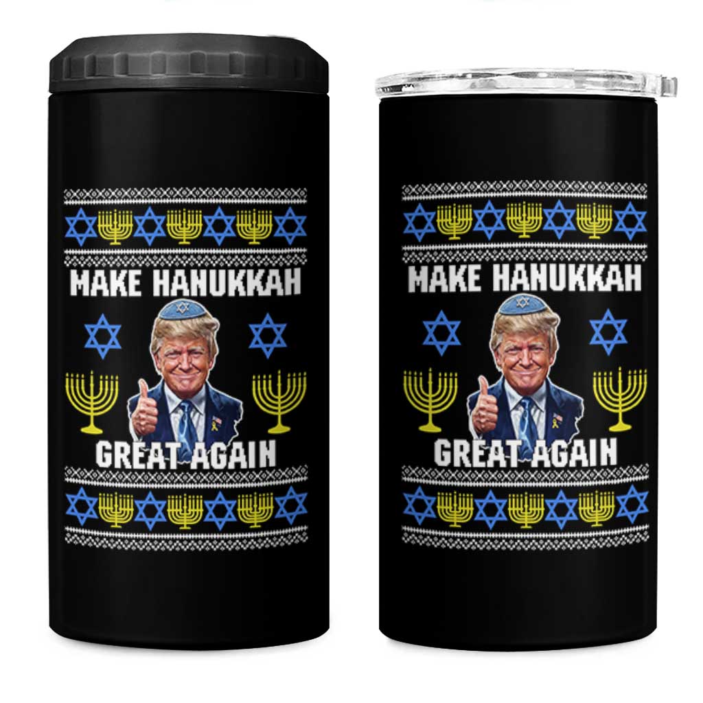 Make Hanukkah Great Again 4 in 1 Can Cooler Tumbler Funny Ugly Jewish Holiday Gift - Wonder Print Shop