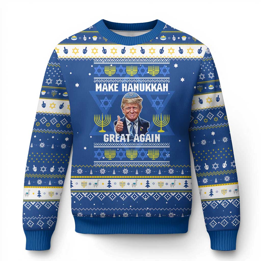 Make Chanukkah Great Again Hanukkah Ugly Sweater Funny Ugly Jewish Holiday Gift - Wonder Print Shop