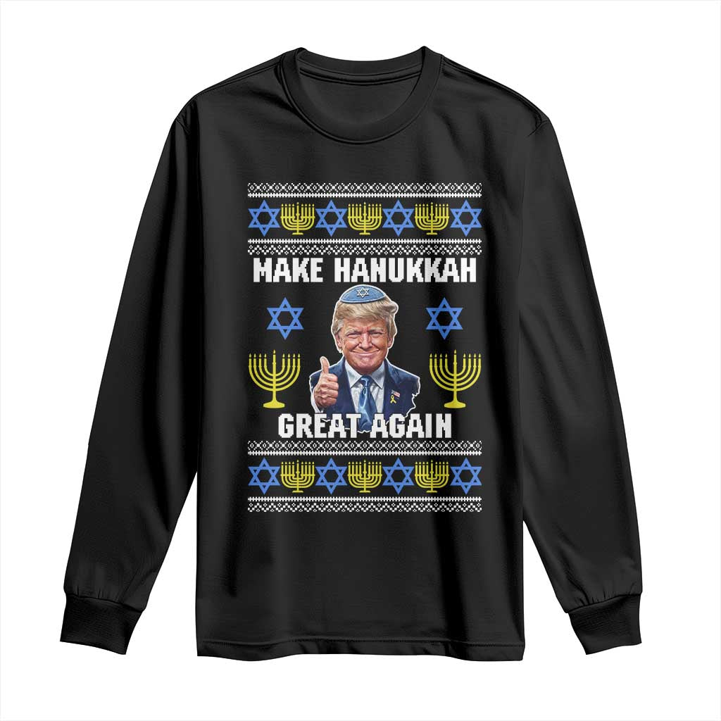 Make Hanukkah Great Again Long Sleeve Shirt Funny Ugly Jewish Holiday Gift - Wonder Print Shop