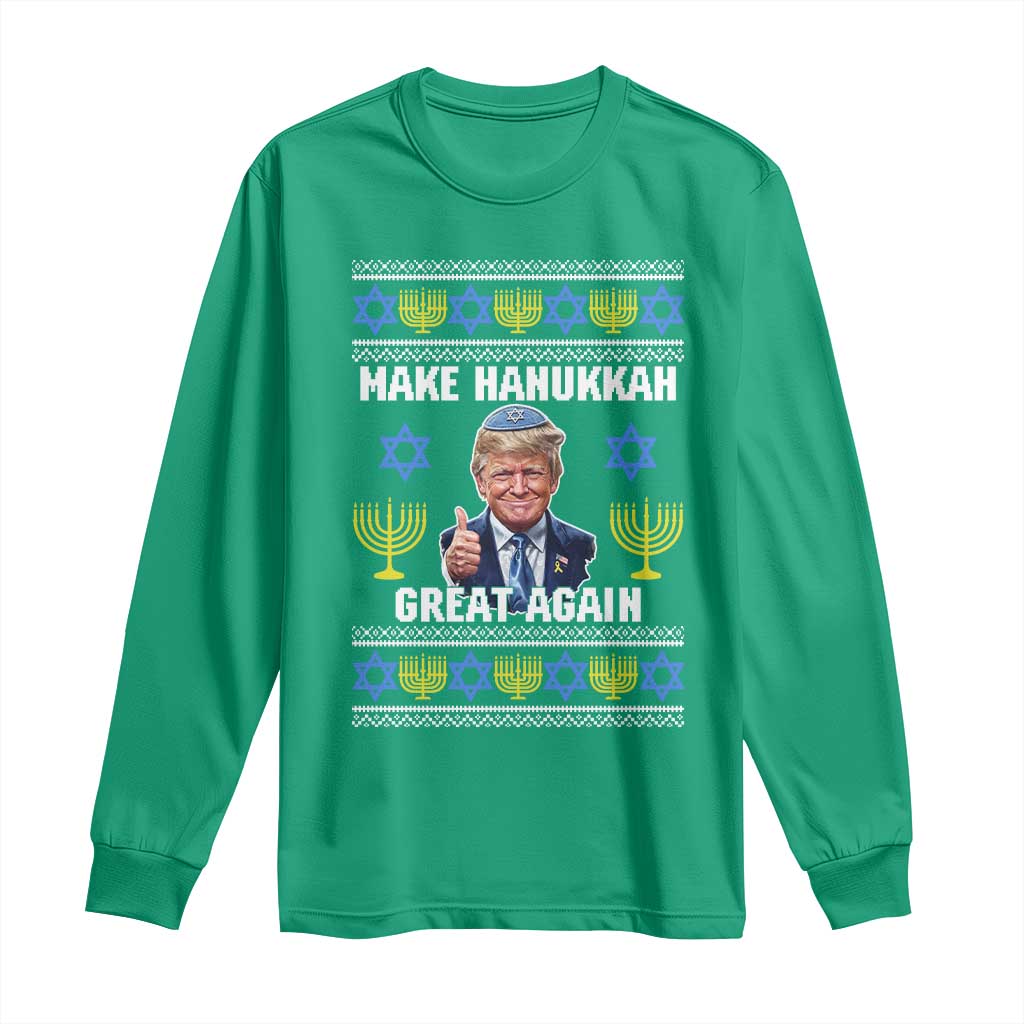 Make Hanukkah Great Again Long Sleeve Shirt Funny Ugly Jewish Holiday Gift - Wonder Print Shop