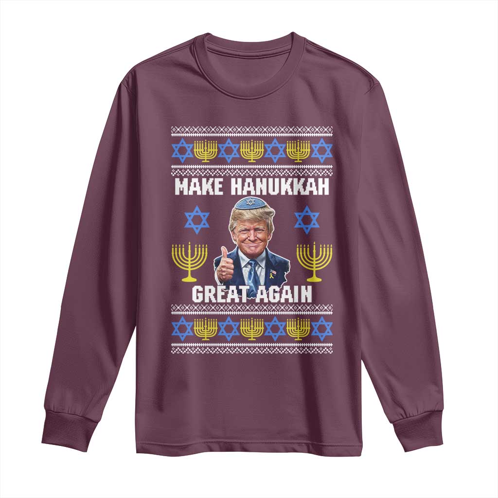 Make Hanukkah Great Again Long Sleeve Shirt Funny Ugly Jewish Holiday Gift - Wonder Print Shop