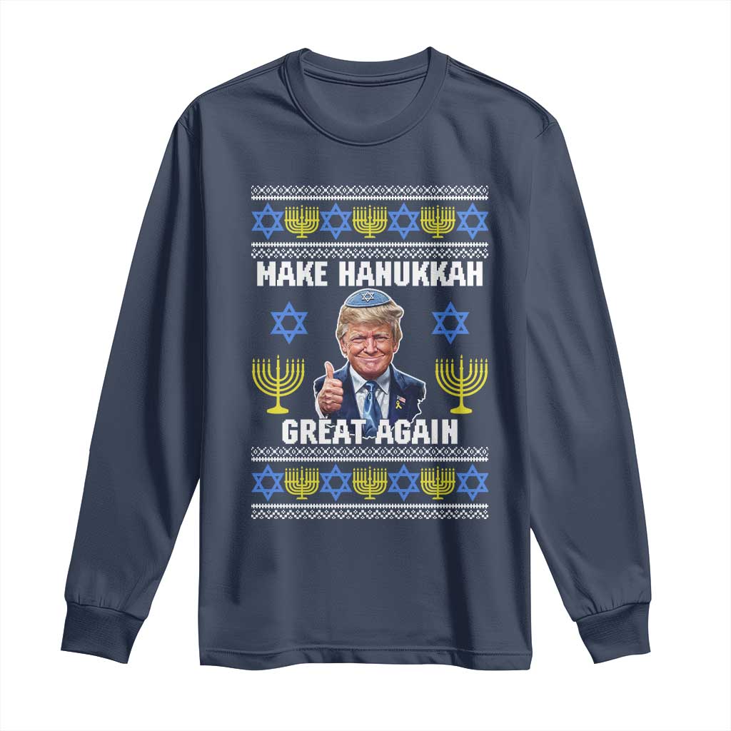 Make Hanukkah Great Again Long Sleeve Shirt Funny Ugly Jewish Holiday Gift - Wonder Print Shop